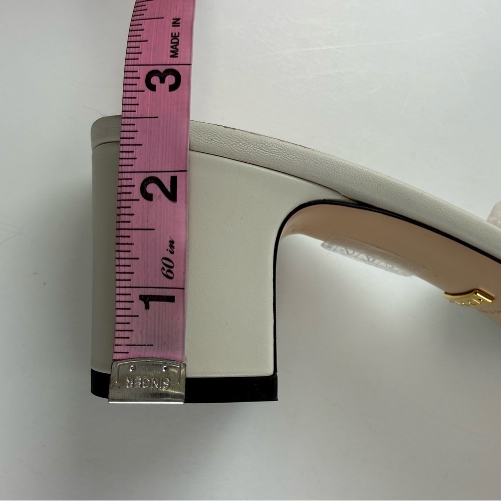 Gucci Sierra GG Slide Sandals Womens 39.5 US 9.5 Mystic White Heels Leather NEW - Picture 11 of 16